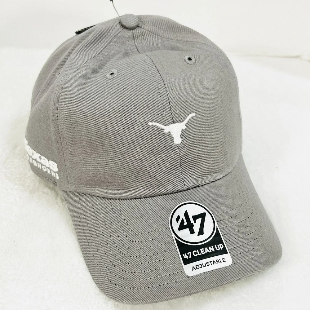 Texas Longhorns‎ '47 Brand Small Logo Clean Up Hat Cap Adjustable Gray NCAA